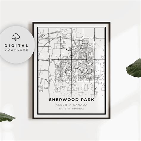 Sherwood Park Map Print Alberta Ab Canada Printable City Street Road