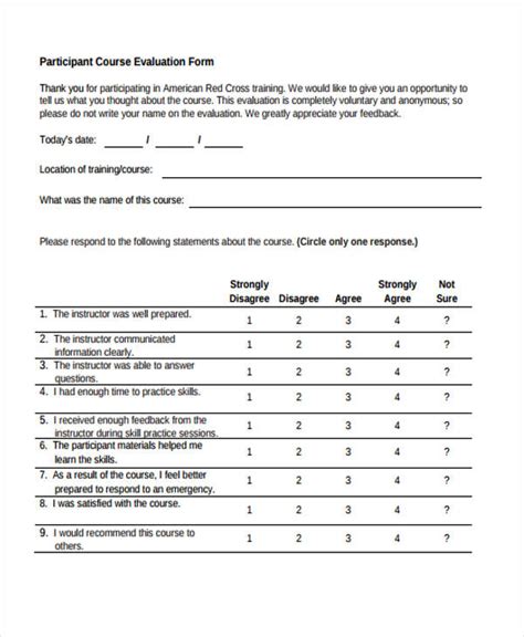 Printable Course Evaluation Form Template Printable World Holiday