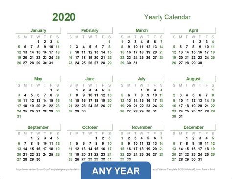 Remarkable Vertex42 Calendar Template For Excel Yearly Calendar