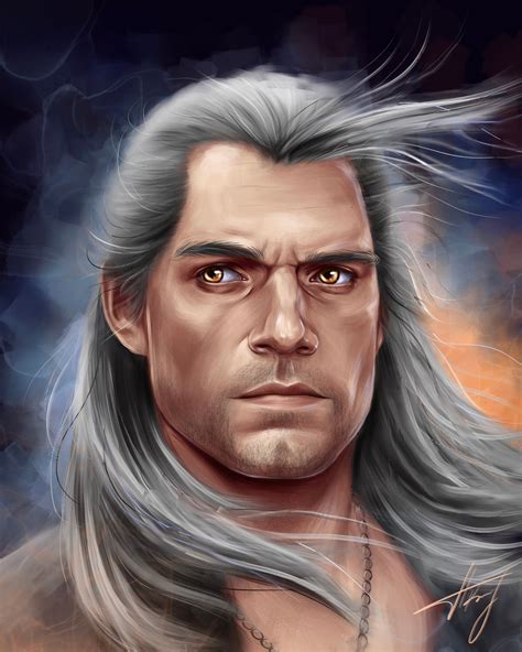 Geralt Of Rivia Henry Cavill The Witcher Celebrity Painting Digital