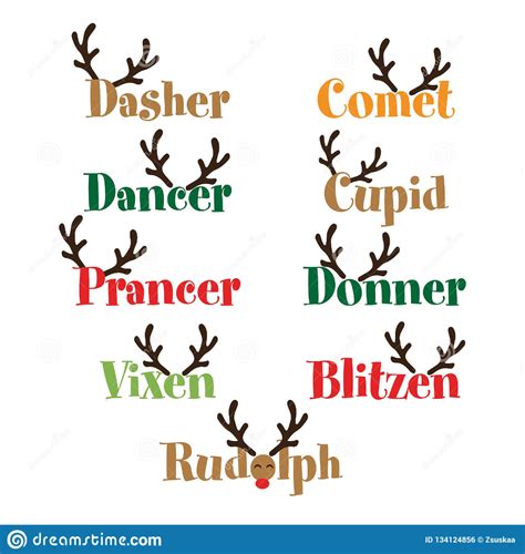 Santa S Reindeer Names Stock Vector Illustration Of Cupid 134124856