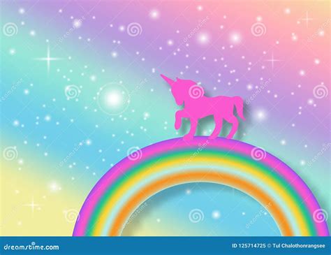 Unicorn With Rainbow Pastel Background Stock Vector Illustration Of