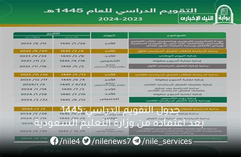 جدول التقويم الدراسي 1445 بعد اعتماده من وزارة التعليم السعودية وتفاصيل
