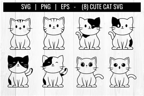 Cute Cat Outline Clipart Svg Bundle Graphic By Vectorbundles · Creative