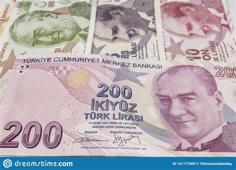 Turkish Lira Banknotes And Coin In Circulaton Stock Image Image Of