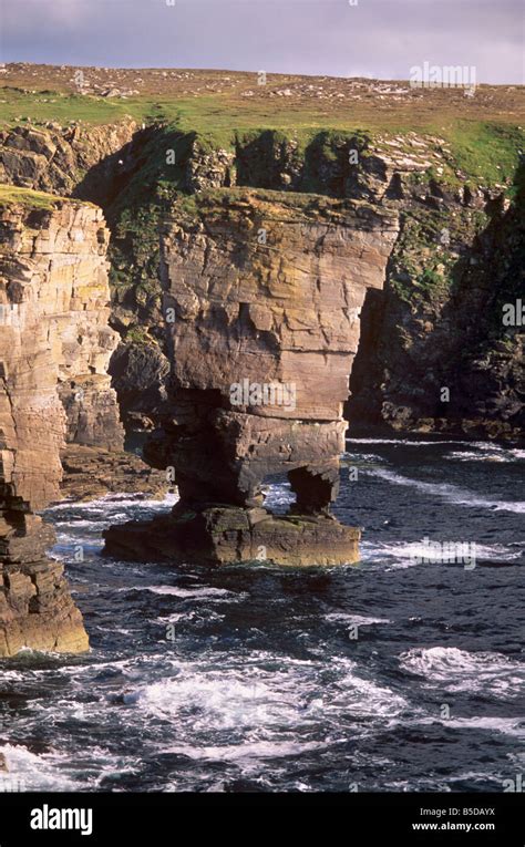 Yesnaby Castle Sea Stack Rock Eroded By The Sea Mainland Orkney