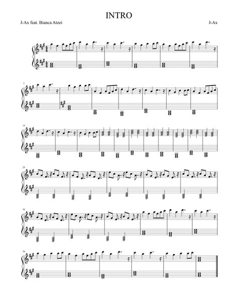 Intro Sheet Music For Piano Solo