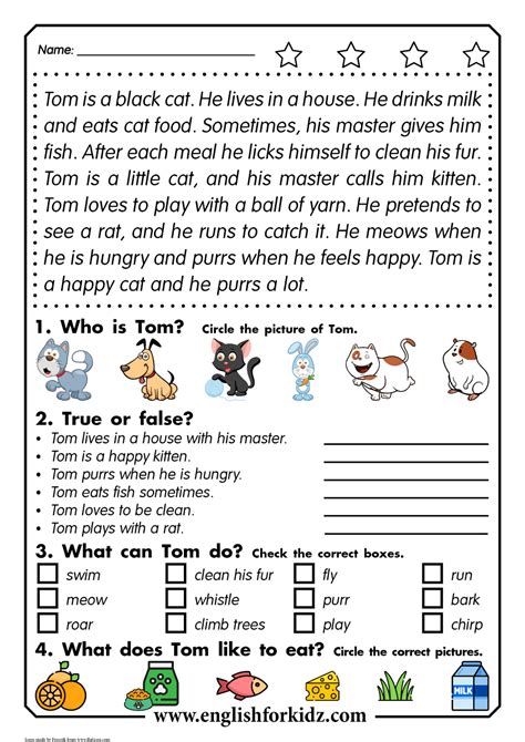 Reading And Comprehension Worksheets For Grade 3