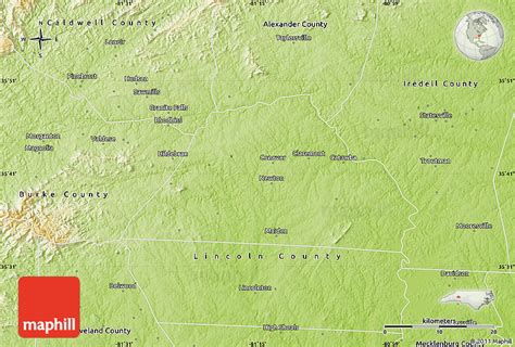 Physical Map Of Catawba County