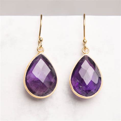 Purple Amethyst Gold Drop Earring By Rochejewels Notonthehighstreet Com