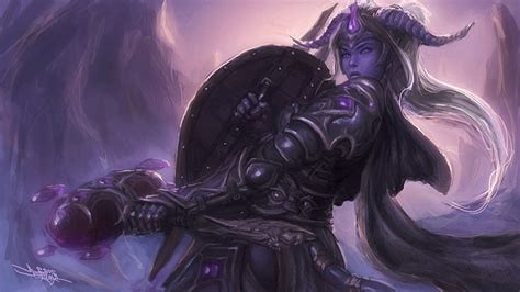 Hd Wallpaper Draenei Horns Paladin World Of Warcraft Purple