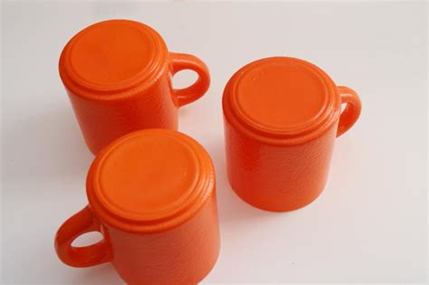 Vintage Hazel Atlas Milk Glass Coffee Mugs Orange Peel Textured Color