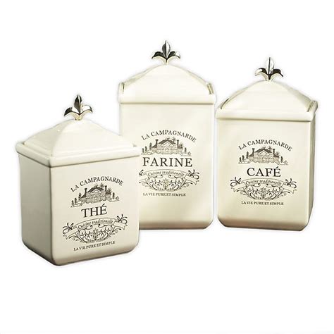 American Atelier 3 Piece Maison Canister Set In White Bed Bath And Beyond