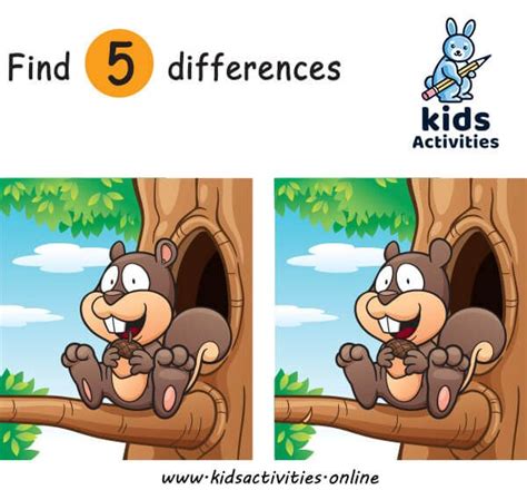 Spot 5 Differences Between Two Pictures Printable Kids Activities