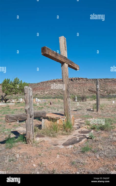 An Old Cemetery Is Filled With Wooden Crosses In Pureta De Luna New