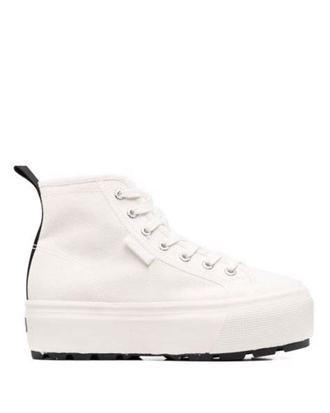 Superga Canvas Platform High Top Sneakers In White Lyst