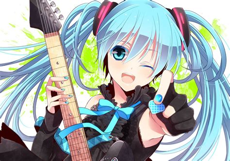 Anime Anime Girls Guitar Blue Hair Vocaloid Hatsune Miku Wallpapers Hd Desktop And Mobile
