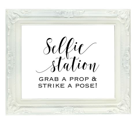 Selfie Station Sign Grab A Prop Strike A Pose Printable Etsy