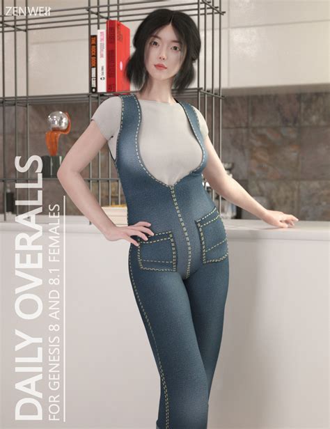 Daily Overalls For Genesis 8 And 81 Female 3d Figure Assets Zenweii
