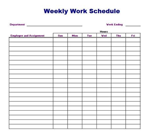 Weekly Work Schedule Template 8 Free Word Excel Pdf Format