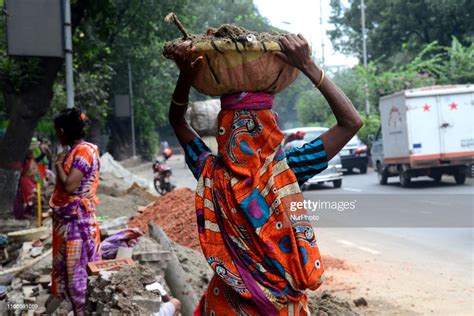 Bangladeshi Women Day Laborer Works In A Road Construction Site In