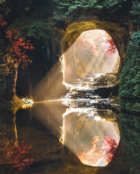 A Cave In Japan Cave Japan Nature Reflection Water Hd Phone