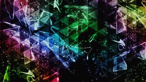 Abstract Colorful Triangle Shattered Broken Glass Wallpapers Hd