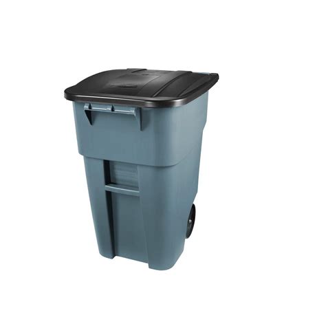 Trash container is designed with durable materials to withstand harsh environments, cracking and denting. Rubbermaid Commercial Products Brute 50 Gal. Grey Rollout ...