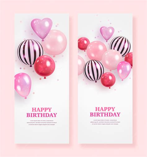 Premium Vector Happy Birthday Vertical Banners With Realistic Balloons