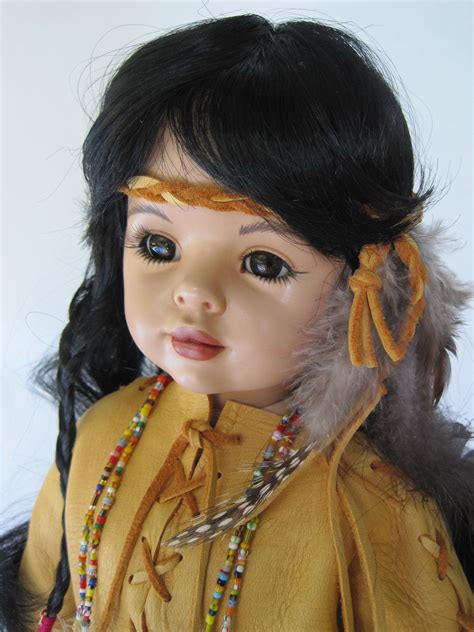 20 Inch Native American Indian Porcelain Doll Porcelain Dolls Value Native American Dolls