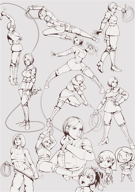 Whip Kof Sheet Action Poses Drawing Action Pose Reference Figure