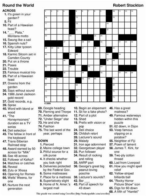 Crossword puzzle printable medium