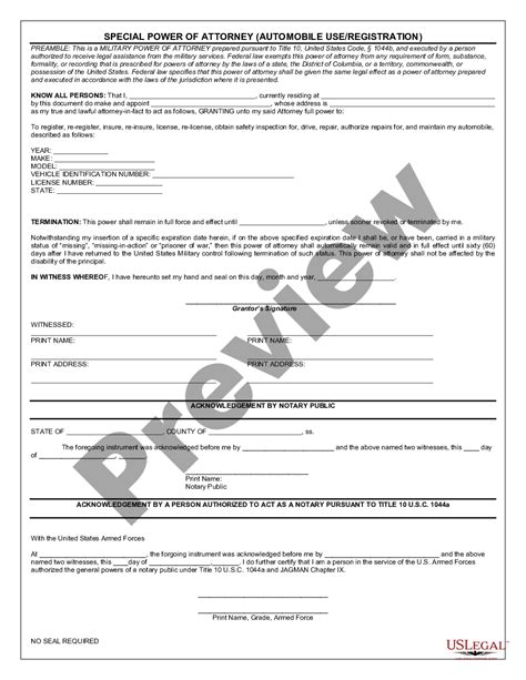Military Special Power Of Attorney Form Us Legal Forms
