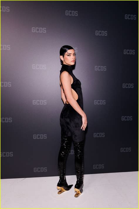 Dua Lipa Dares To Bare In Sheer Black Jumpsuit For Gcds Milan Fashion