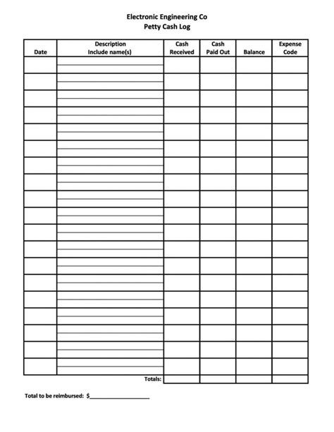 Printable 40 Petty Cash Log Templates And Forms Excel Pdf Word Money Log