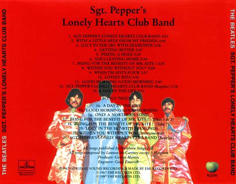 The Beatles Sgt Pepper S Lonely Hearts Club Band Front Back