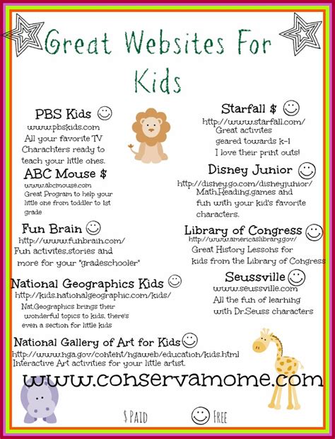 Fun Sites For Kids Conservamom