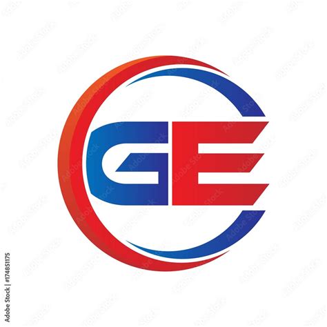 Ge Logo Vector Modern Initial Swoosh Circle Blue And Red Stock Vector
