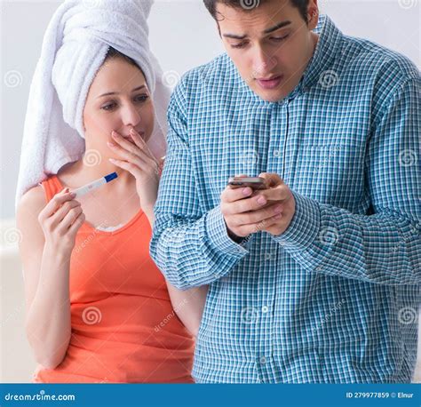 wife and husband looking at pregnancy test stock image image of disloyal emotion 279977859