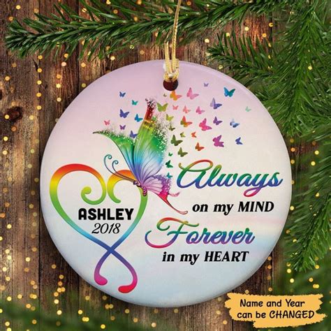 Personalized Butterfly Forever In My Heart Memorial Circle Ornament