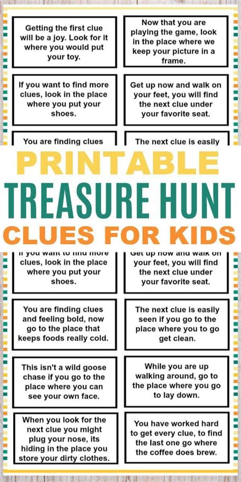 These Printable Treasure Hunt Clues For Kids Are A Fun And Easy Kids