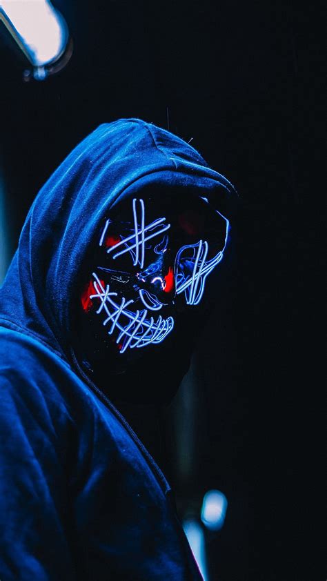 Mask Anonymous Hood Glow Dark Glow In The Dark Hd Phone Wallpaper