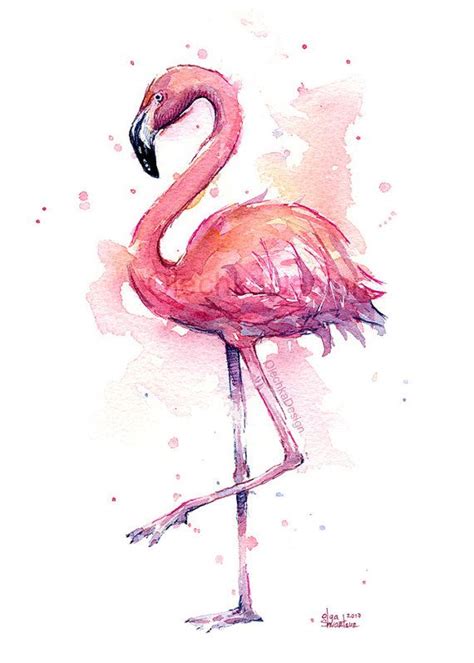 Pink Flamingo Watercolor Painting Flamingo Art Print Pink Etsy In