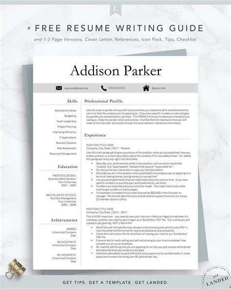 Professional Resume Template for Word and Pages | The Addison