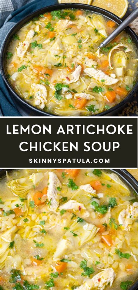 Lemon Artichoke Chicken Soup Skinny Spatula