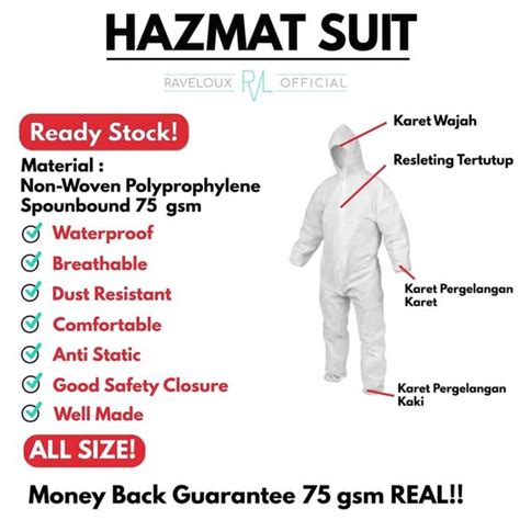 Jual Baju Alat Pelindung Diri Baju Apd Hazmat Suit Waterproof 75 Gsm Di