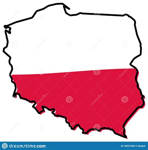 Vereinfachte Karte Von Polen-Entwurf, Mit Etwas Verbogener Flagge ...