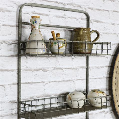 Metal Wall Mounted Double Basket Shelf With Rail Melody Maison