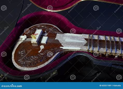 Sitar A String Traditional Indian Musical Instrument Stock Image