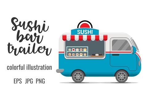 Japanese Sushi Rolls Street Food Caravan Trailer By Katerina Ivanova